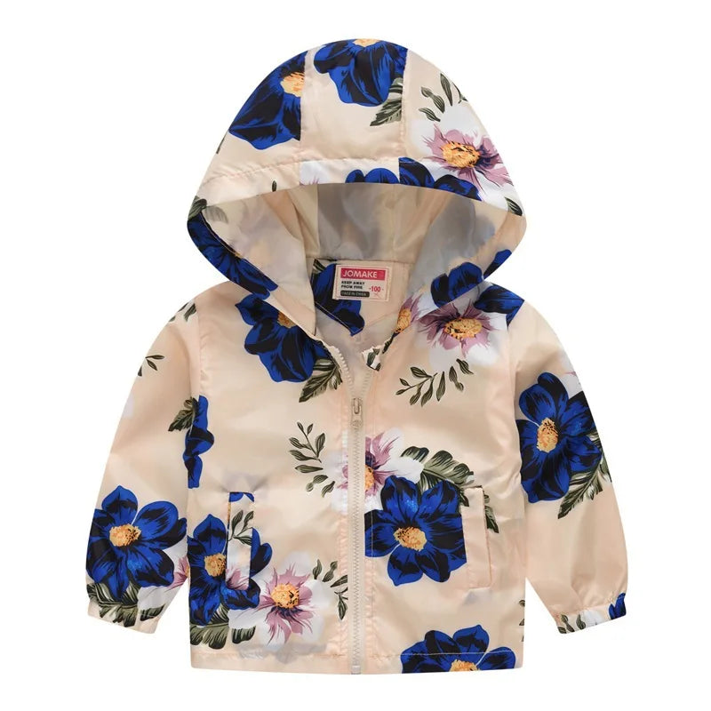 2023 Kids Clothes Boys Jackets Children Hooded Zipper Windbreaker Baby Fashion Print Coat Infant Waterproof Hoodies For Girls