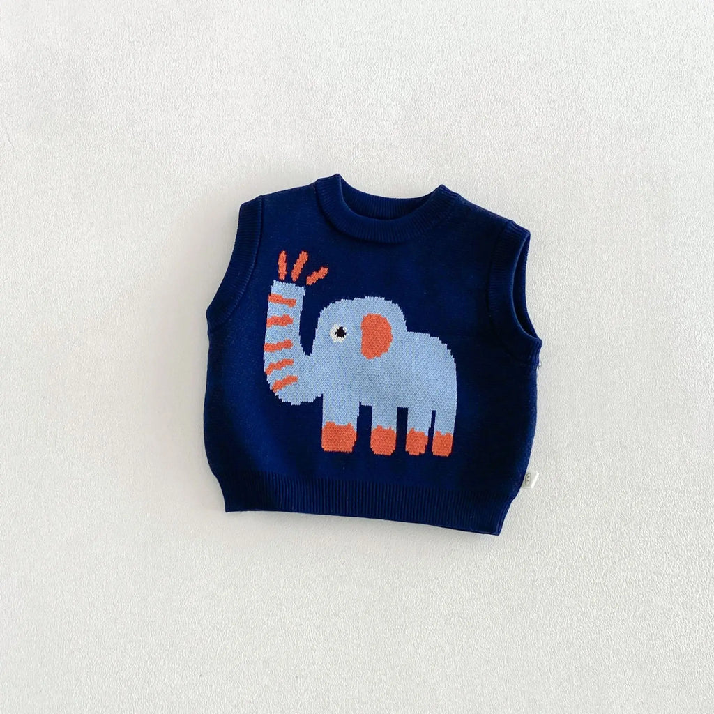 Boys Vest 2026 Spring and Autumn New Children's Clothing Korean Style Fashion Boy Baby Cute Cartoon Knit Vest Simple