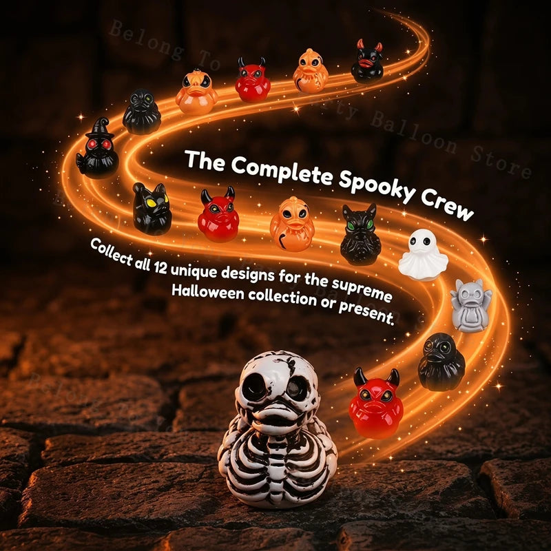 Halloween Mini Figurines Resin Halloween Ducks Ghost Miniatures Figurines Bulk for Garden Fairy Micro Landscape Home DIY Decor