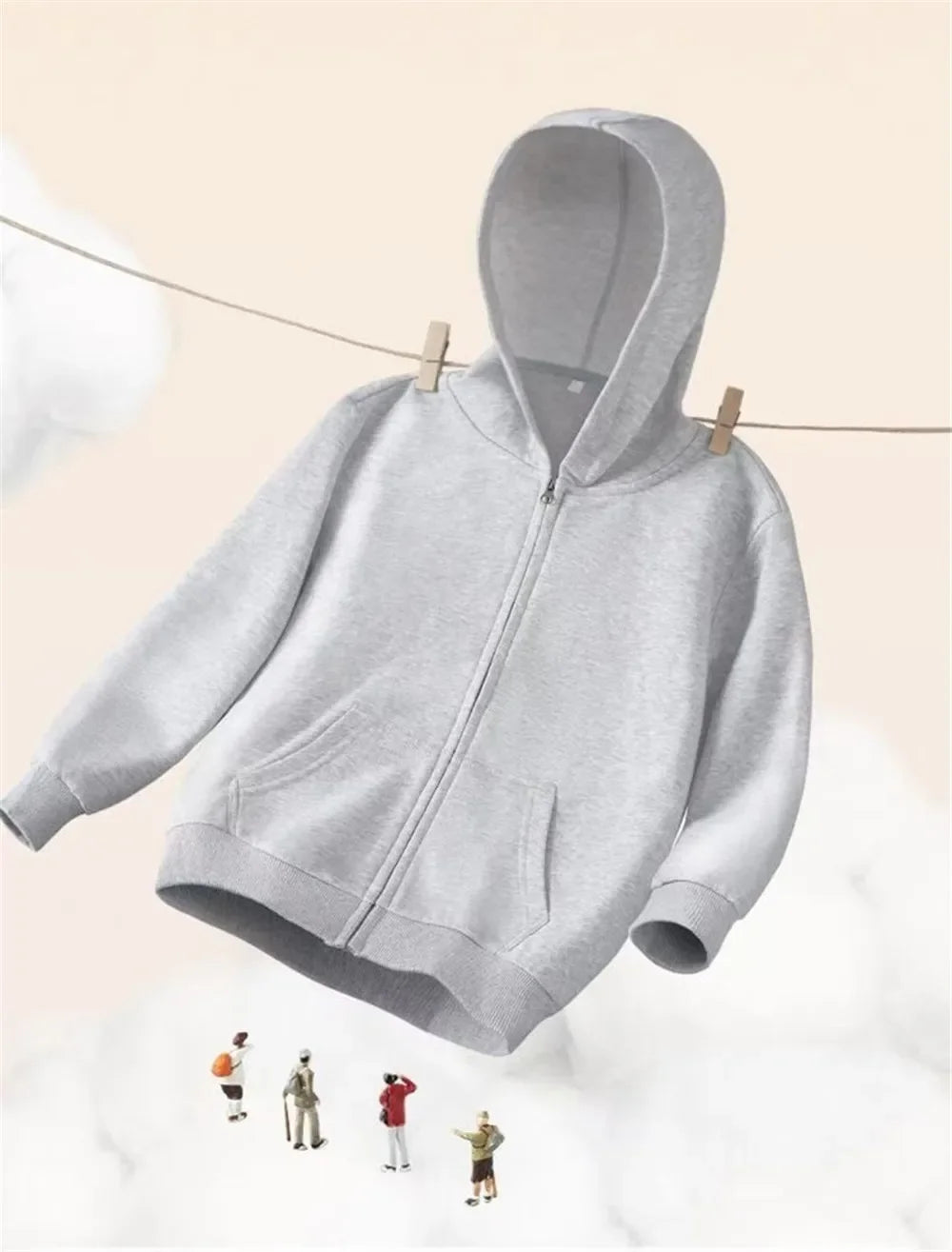 Children's long-sleeve zip-upjacket for autumn and wintercartoon-style outerwear with "23" print;boys' jacket hooded sweatshirt.