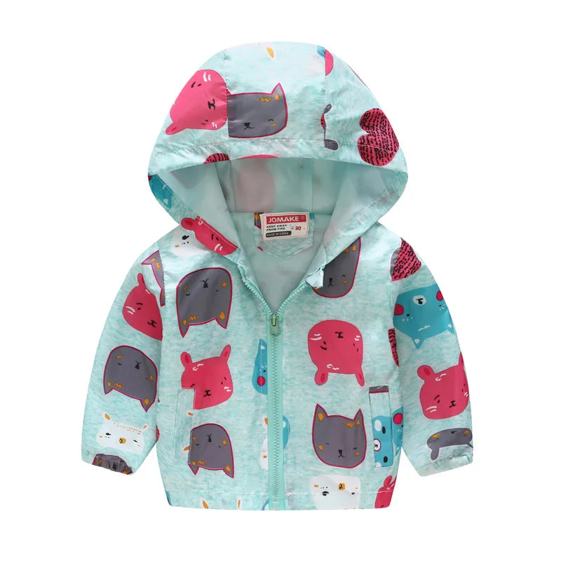 2023 Kids Clothes Boys Jackets Children Hooded Zipper Windbreaker Baby Fashion Print Coat Infant Waterproof Hoodies For Girls