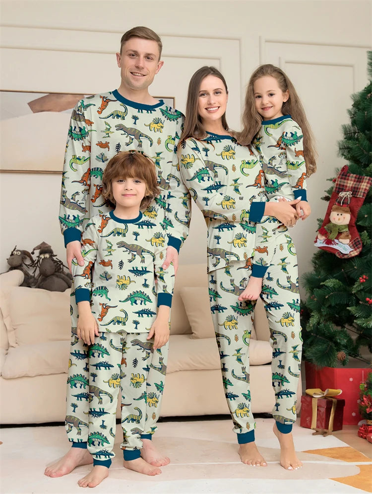 Dinosaur Family Pajama Sets Children Mom Dad Dog Pyjams Outfit Halloween Christmas Parent-child Snug Fit Romper