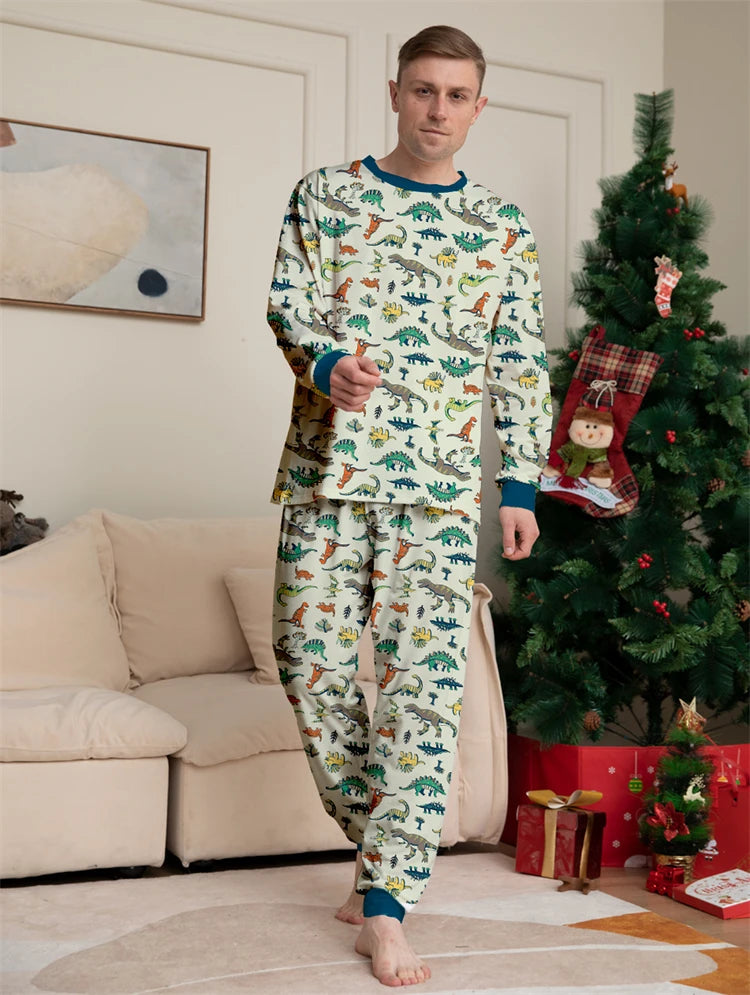 Dinosaur Family Pajama Sets Children Mom Dad Dog Pyjams Outfit Halloween Christmas Parent-child Snug Fit Romper