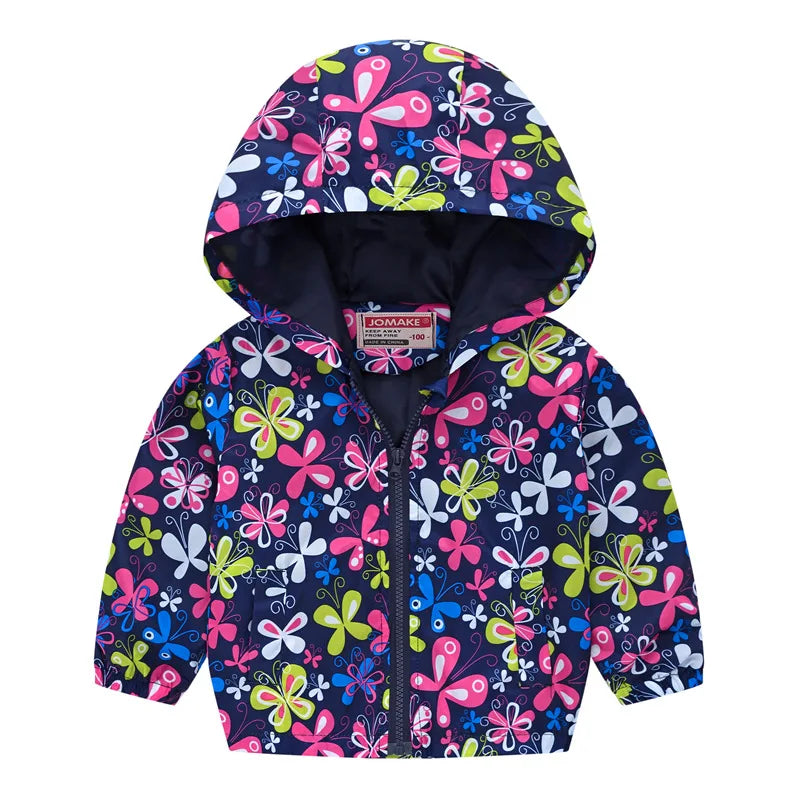 2023 Kids Clothes Boys Jackets Children Hooded Zipper Windbreaker Baby Fashion Print Coat Infant Waterproof Hoodies For Girls