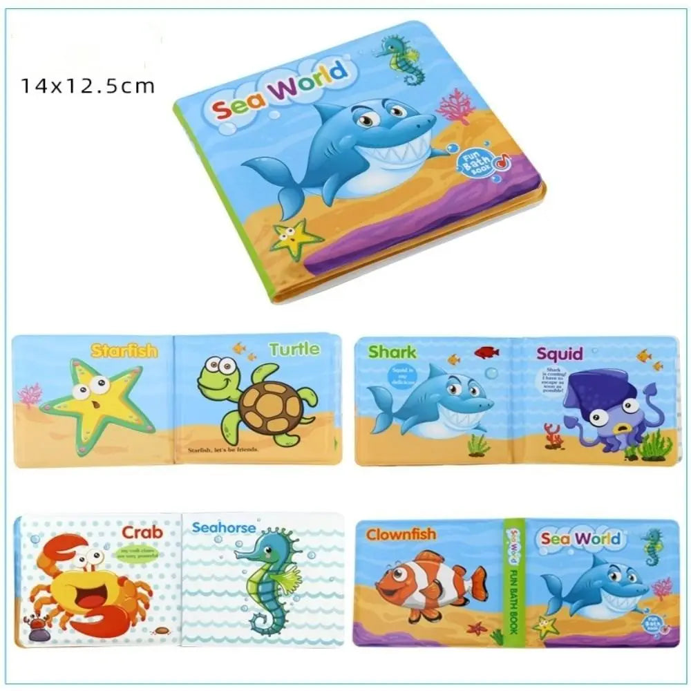 Water Bath Toy Bath Book Swimming Bathroom Toy Baby Toys Early Educational Toy With BB Shistle Learning Animal Digital Bath Book