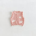 Girls' Vest, Knit Cardigan Top for baby, cartoon Round-Neck Backless Vest, Stylish and Cute Rabbit Vest