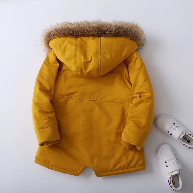 2025 Autumn Winter Children Boy Jacket Outerwear Coat Hooded Plus Velvet Thicken Warm Jacket For Girl 4-14 Year Kids Girl Parka