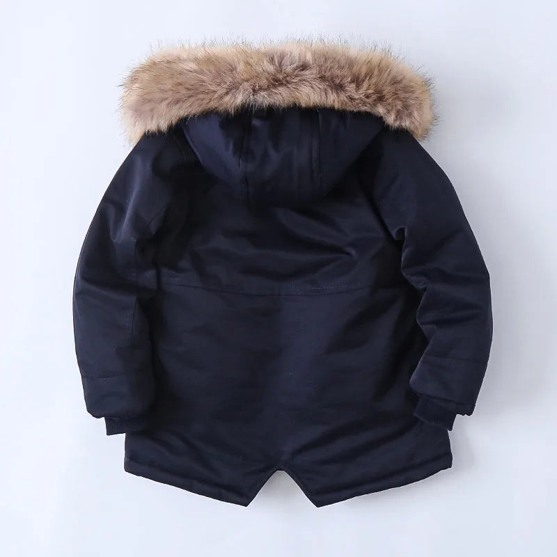 2025 Autumn Winter Children Boy Jacket Outerwear Coat Hooded Plus Velvet Thicken Warm Jacket For Girl 4-14 Year Kids Girl Parka