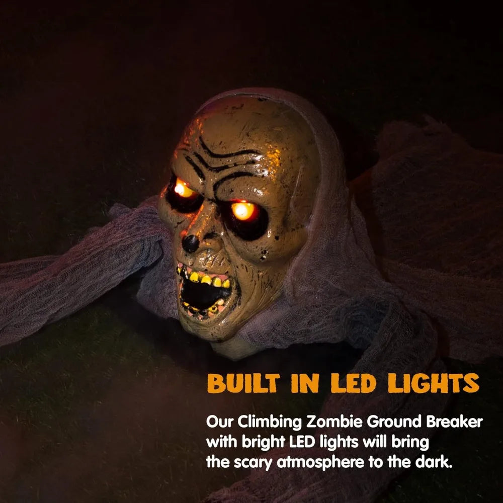 Groundbreaker Zombie with Sound and Flashing Eyes Halloween Decor for Halloween Yard Garden Outdoor Indoor Decorations, Photobooth Props