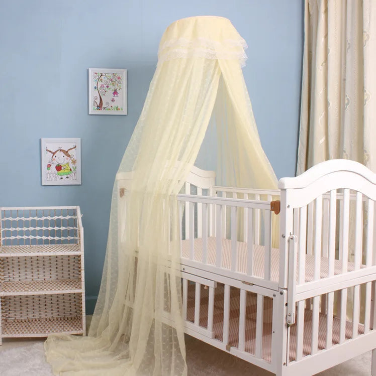 New Bed Canopy, Adjustable Height Baby Bed Canopy with Encrypted Mesh Breathable Skin-Friendly Curtains for Baby Toddler Bedroom