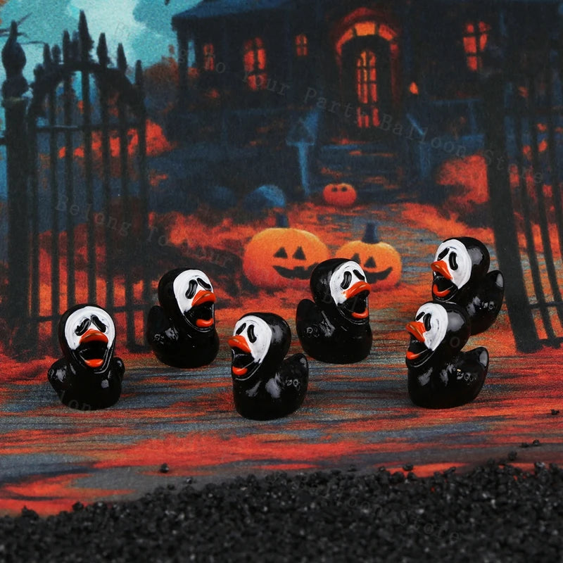Halloween Mini Figurines Resin Halloween Ducks Ghost Miniatures Figurines Bulk for Garden Fairy Micro Landscape Home DIY Decor