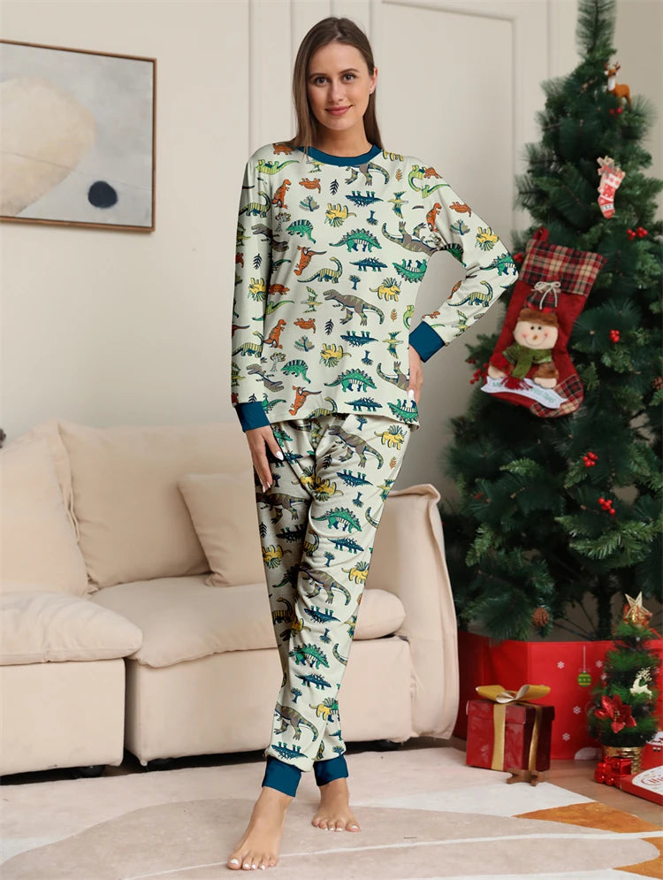 Dinosaur Family Pajama Sets Children Mom Dad Dog Pyjams Outfit Halloween Christmas Parent-child Snug Fit Romper