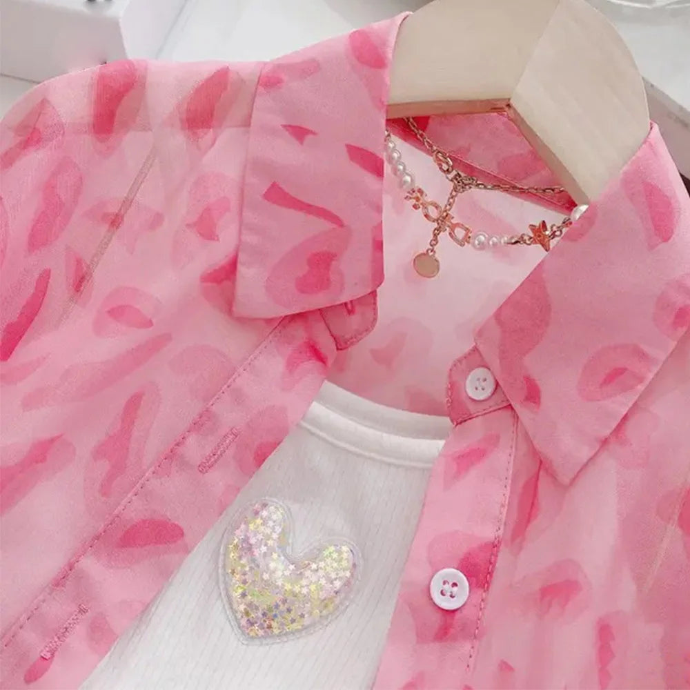 Bear Leader Girls Summer Suit Children Sunscreen Jacket + Shorts Two-piece Set Children Girls Thin Section Children Clothing Set