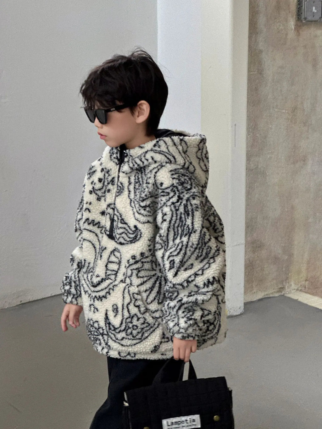 Children Clothing Boys Jacket 2025 Winter New Fashionable Korean Style Thickened Loose Warm Kids Simple Woolen Jacket