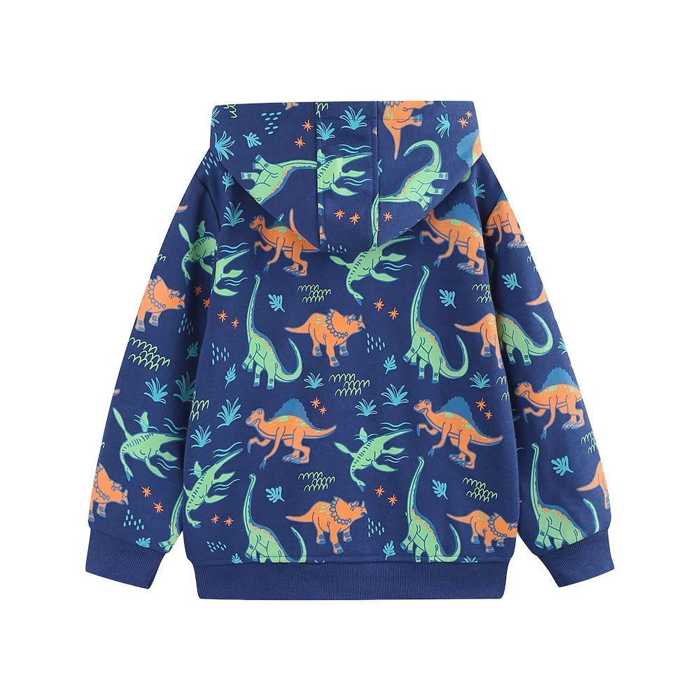 Children's Hooded Jacket New Cars Printed Long Sleeve Zipper Winter Autumn Outwear for Boys Girls 2-7T Spring Coats