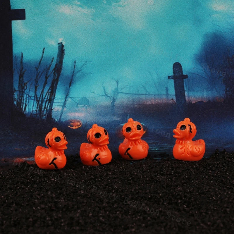 Halloween Mini Figurines Resin Halloween Ducks Ghost Miniatures Figurines Bulk for Garden Fairy Micro Landscape Home DIY Decor