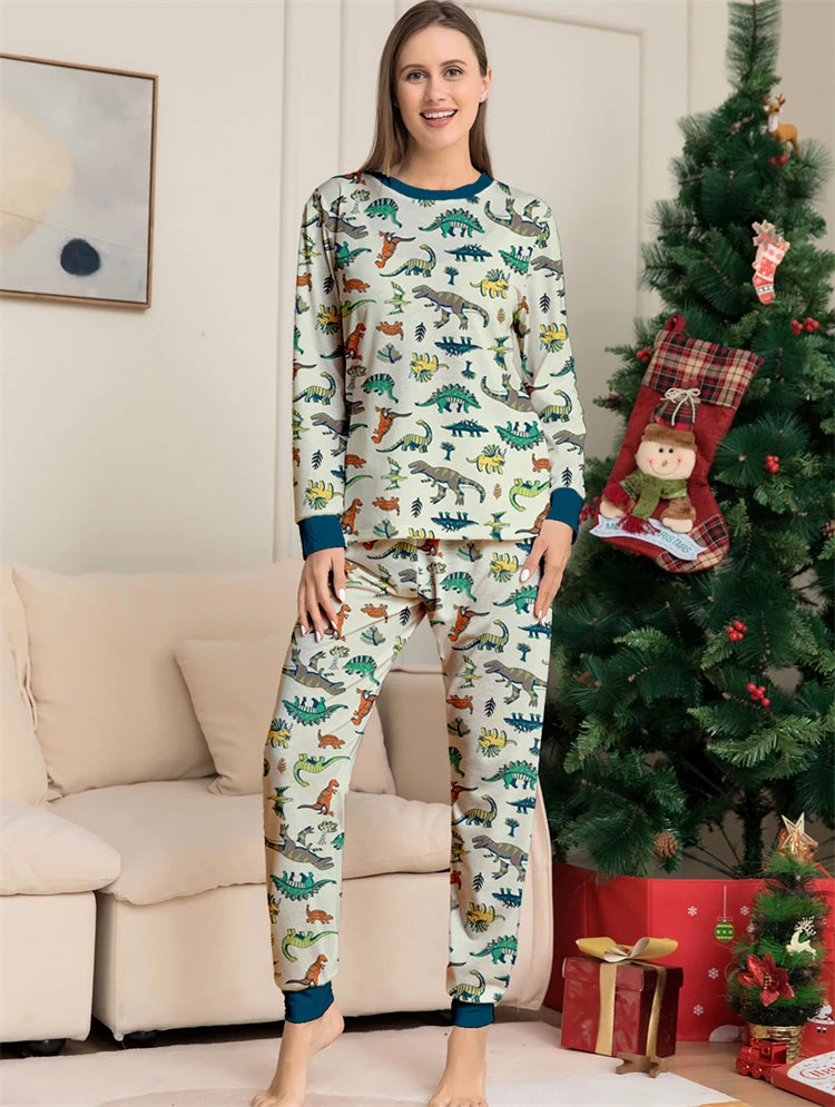 Dinosaur Family Pajama Sets Children Mom Dad Dog Pyjams Outfit Halloween Christmas Parent-child Snug Fit Romper