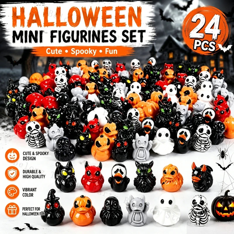 Halloween Mini Figurines Resin Halloween Ducks Ghost Miniatures Figurines Bulk for Garden Fairy Micro Landscape Home DIY Decor