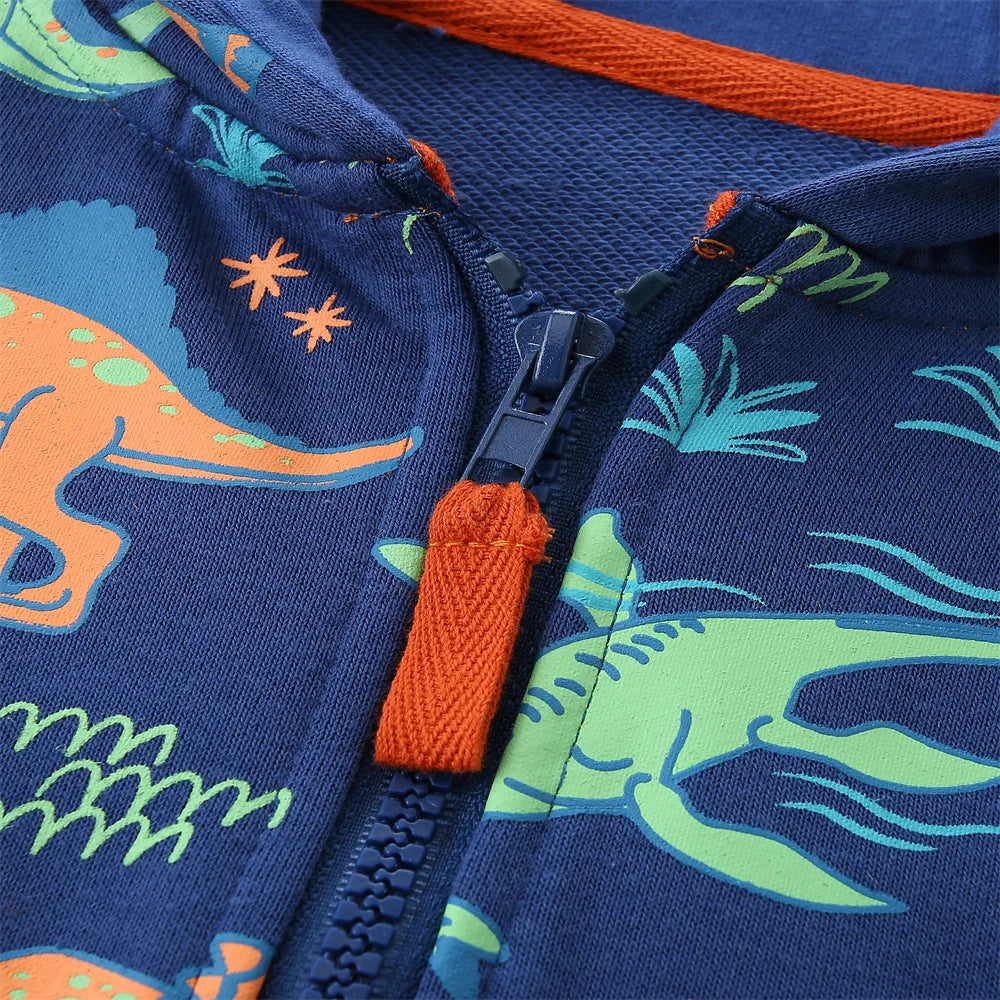 Children's Hooded Jacket New Cars Printed Long Sleeve Zipper Winter Autumn Outwear for Boys Girls 2-7T Spring Coats