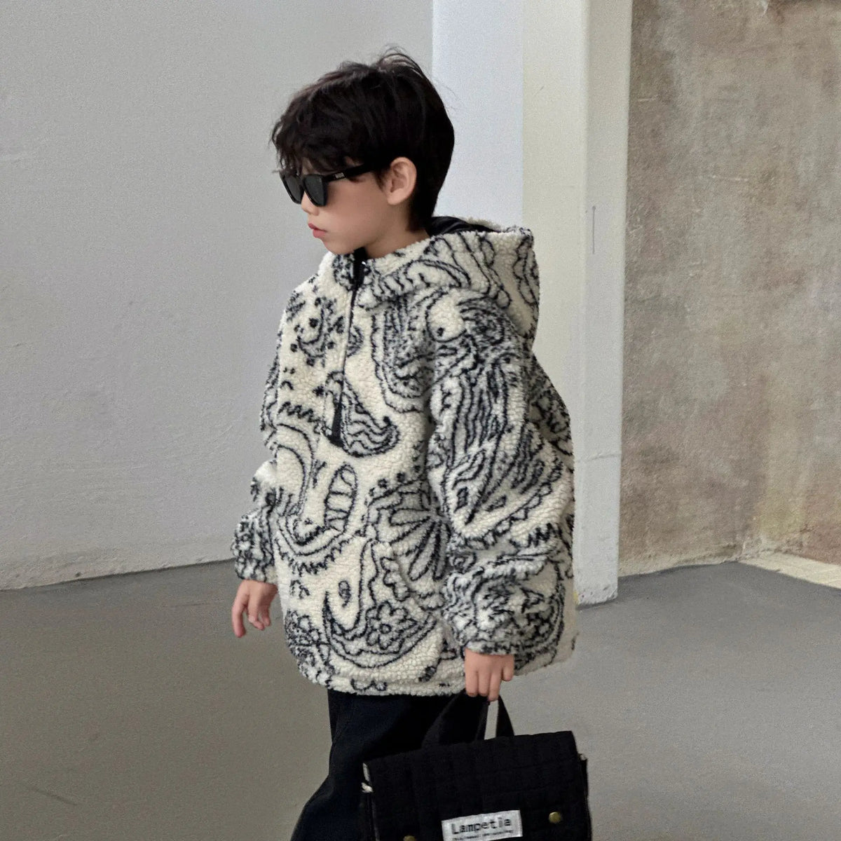 Children Clothing Boys Jacket 2025 Winter New Fashionable Korean Style Thickened Loose Warm Kids Simple Woolen Jacket