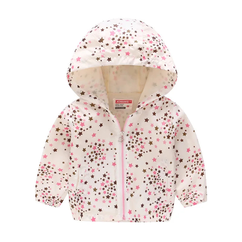 2023 Kids Clothes Boys Jackets Children Hooded Zipper Windbreaker Baby Fashion Print Coat Infant Waterproof Hoodies For Girls