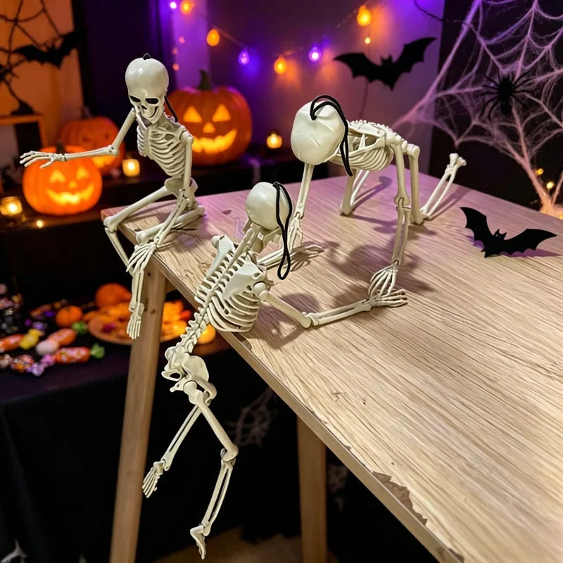 2-6pcs Halloween Skull Hanging Decorations 40CM Full-Body Mini Skull Ornaments for Yard, Garden, Lawn, And Cemetery Decor