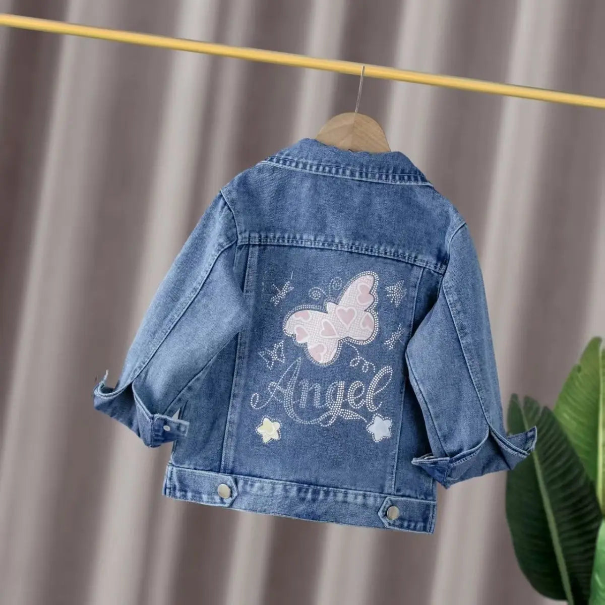 Kids Denim Jacket New Spring Autumn Girls Fashion Bow Bright Diamond Design Lapel Jean Coat Children Outerwear Clothing 2-12 Yrs
