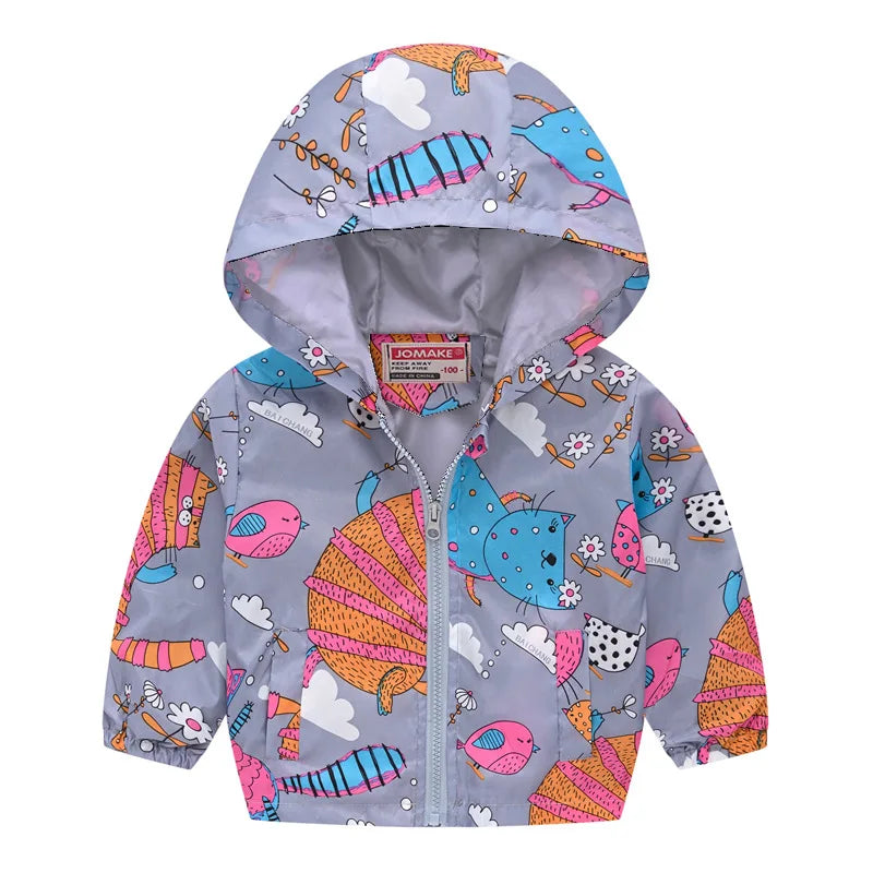 2023 Kids Clothes Boys Jackets Children Hooded Zipper Windbreaker Baby Fashion Print Coat Infant Waterproof Hoodies For Girls