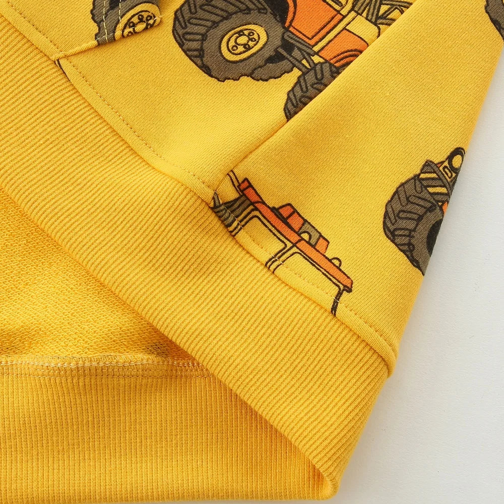 Children's Hooded Jacket New Cars Printed Long Sleeve Zipper Winter Autumn Outwear for Boys Girls 2-7T Spring Coats
