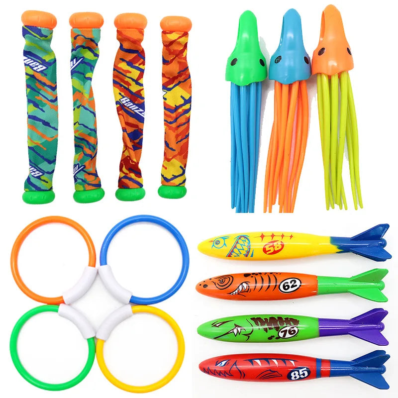 Swimming Diving Toys Children's Fish Dolphin Buoy Pool Treasure Hunt Diving Water Diamond Kids Water Game Toys Set Reusable Gift