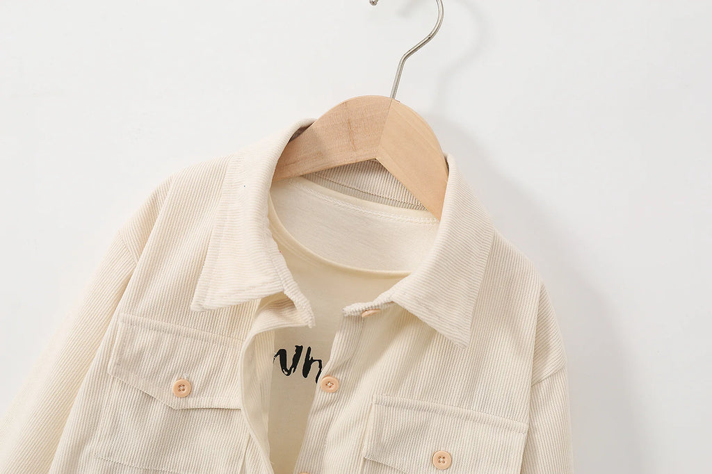kids jacket 2026 autumn girls boys cute shirt tops Corduroy outwear clothing