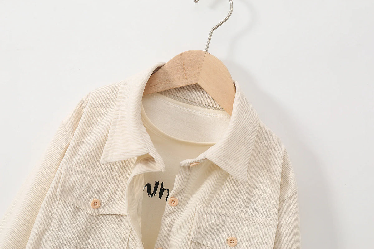kids jacket 2026 autumn girls boys cute shirt tops Corduroy outwear clothing