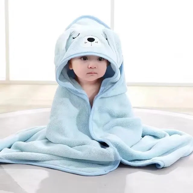 Asciugamano bimbo con cappuccio e fantasie animali