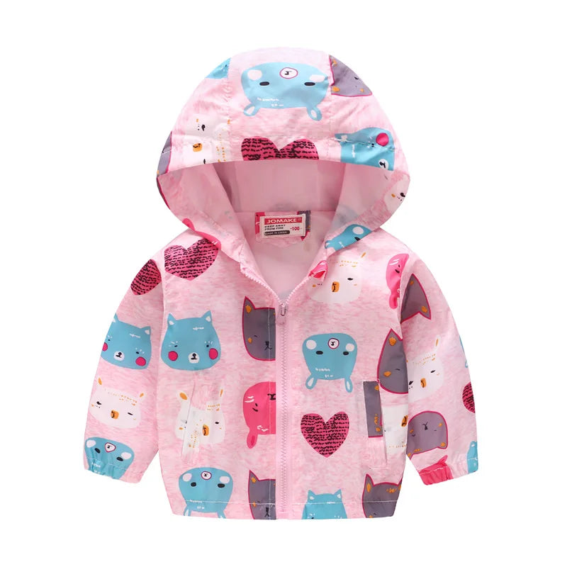 2023 Kids Clothes Boys Jackets Children Hooded Zipper Windbreaker Baby Fashion Print Coat Infant Waterproof Hoodies For Girls