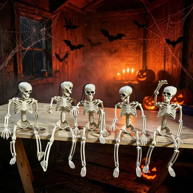 2-6pcs Halloween Skull Hanging Decorations 40CM Full-Body Mini Skull Ornaments for Yard, Garden, Lawn, And Cemetery Decor