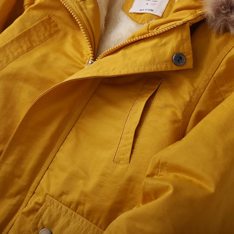 2025 Autumn Winter Children Boy Jacket Outerwear Coat Hooded Plus Velvet Thicken Warm Jacket For Girl 4-14 Year Kids Girl Parka