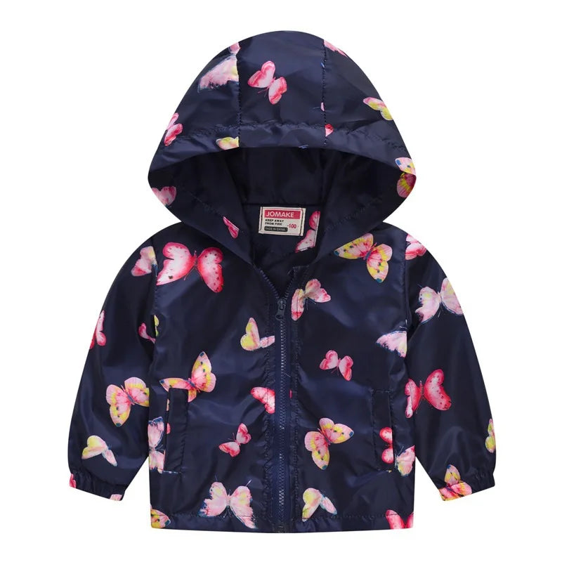 2023 Kids Clothes Boys Jackets Children Hooded Zipper Windbreaker Baby Fashion Print Coat Infant Waterproof Hoodies For Girls