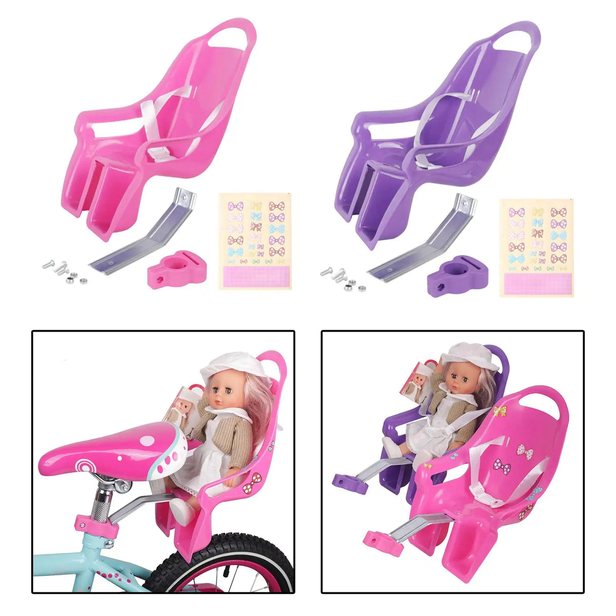 Girls Bike Doll Seat Universal Accessories with Sticker Kids Bike Decoration Doll Bike Seat Bike Accessories for Girls Kids