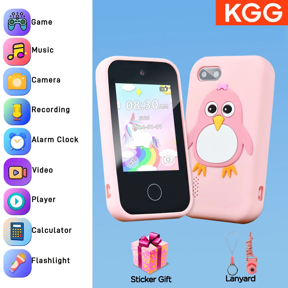 Children Toy Smartphone 2.8 Inch Touch Screen Dual Cameras, Educational Learning Game Music Player, Gift for Kids