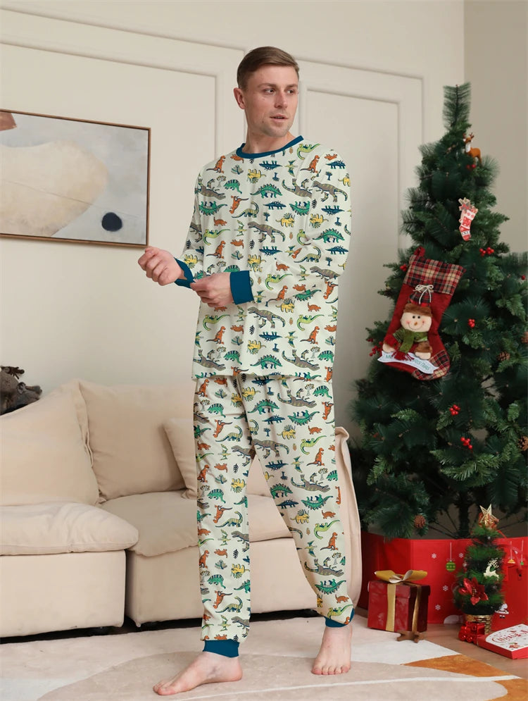 Dinosaur Family Pajama Sets Children Mom Dad Dog Pyjams Outfit Halloween Christmas Parent-child Snug Fit Romper