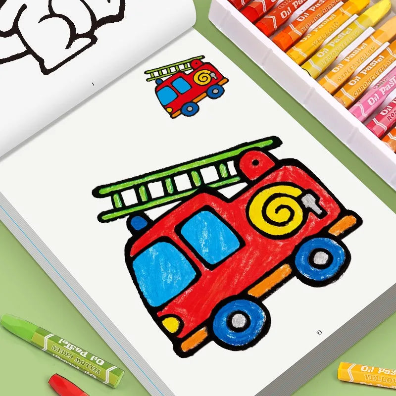 Children's Drawing Book, Containing Colored Cases, Graffiti Cartoon Animals, Transportation, Food Themes, Fun Coloring Book