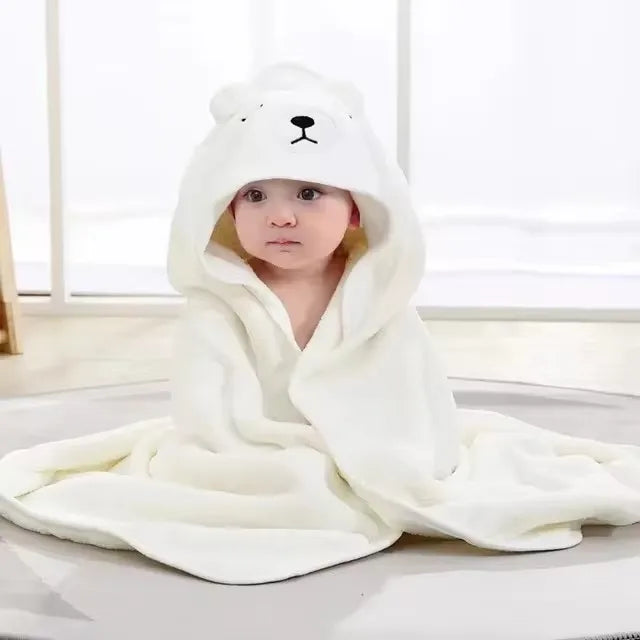 Asciugamano bimbo con cappuccio e fantasie animali