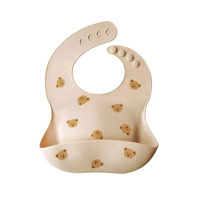Baby Bibs Ins Style Print Waterproof Soft Silicone Baby Feeding Stuff Cute Pattern Kids Girl Boy Toddler Adjustable Children Bib