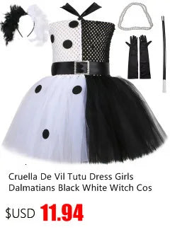 HJTT Creepy Clown Costume for Girls Halloween Tutu Dress Grey Red Scary Clown Outfit Kids Carnival Party Fancy Dress Up Clothes