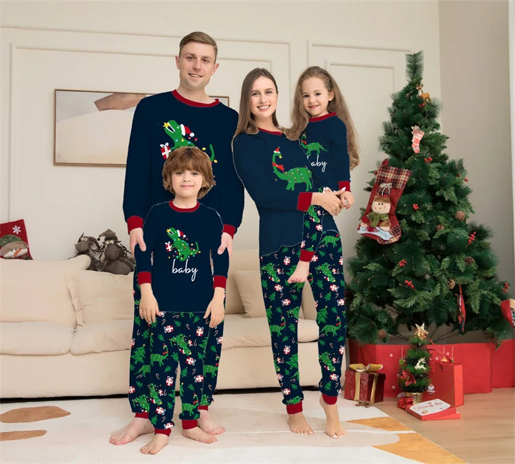 Dinosaur Family Pajama Sets Children Mom Dad Dog Pyjams Outfit Halloween Christmas Parent-child Snug Fit Romper