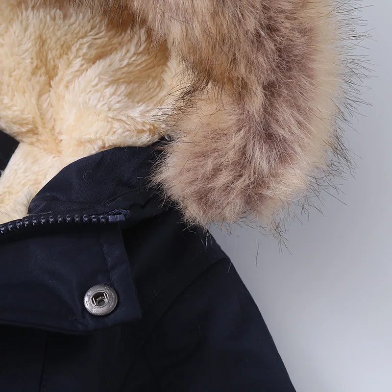 2025 Autumn Winter Children Boy Jacket Outerwear Coat Hooded Plus Velvet Thicken Warm Jacket For Girl 4-14 Year Kids Girl Parka