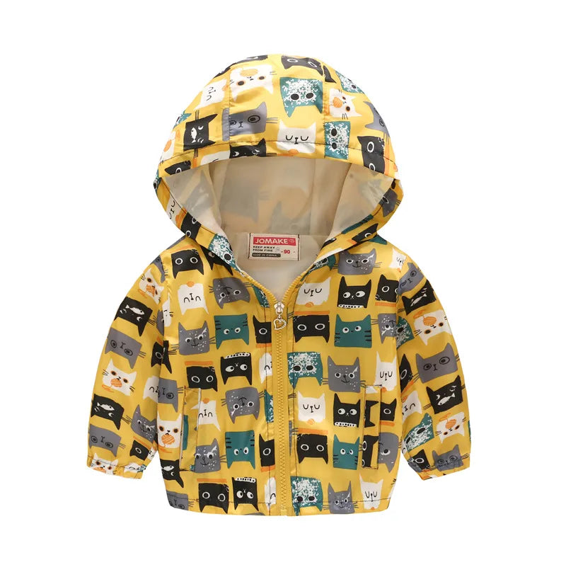 2023 Kids Clothes Boys Jackets Children Hooded Zipper Windbreaker Baby Fashion Print Coat Infant Waterproof Hoodies For Girls