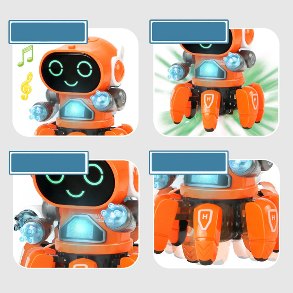 Children Electric Robot with Six Claws Plastic Intelligent Dancing Singing Light for Boys