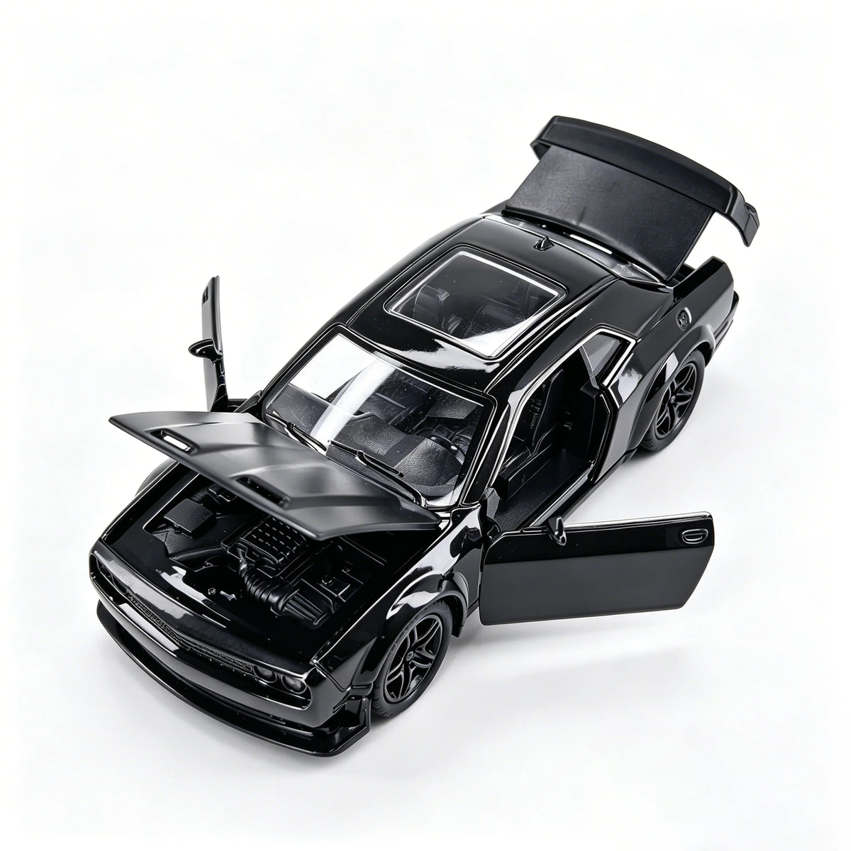 Children’s alloy spring-powered car model. Boy-themed, realistic, collectible, racing car/toy.