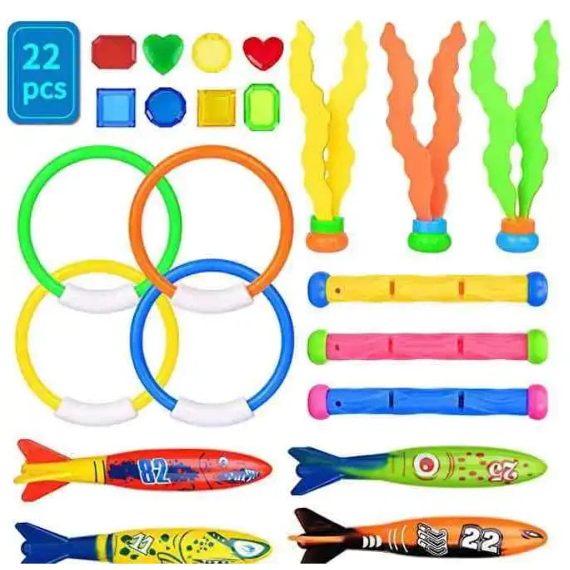Swimming Diving Toys Children's Fish Dolphin Buoy Pool Treasure Hunt Diving Water Diamond Kids Water Game Toys Set Reusable Gift